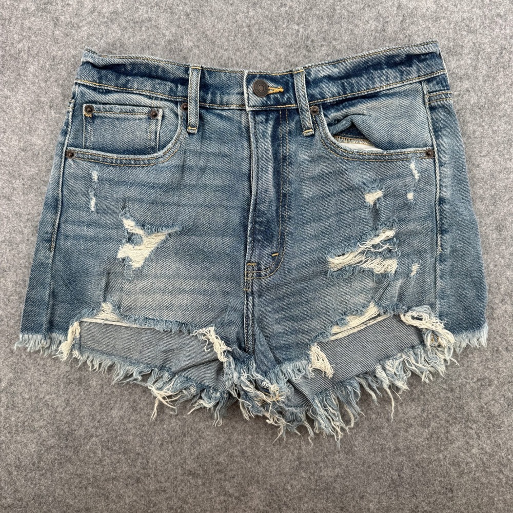 Y2K Abercrombie & Fitch Shorts Womens 4 High Rise Short Blue Distressed EUC